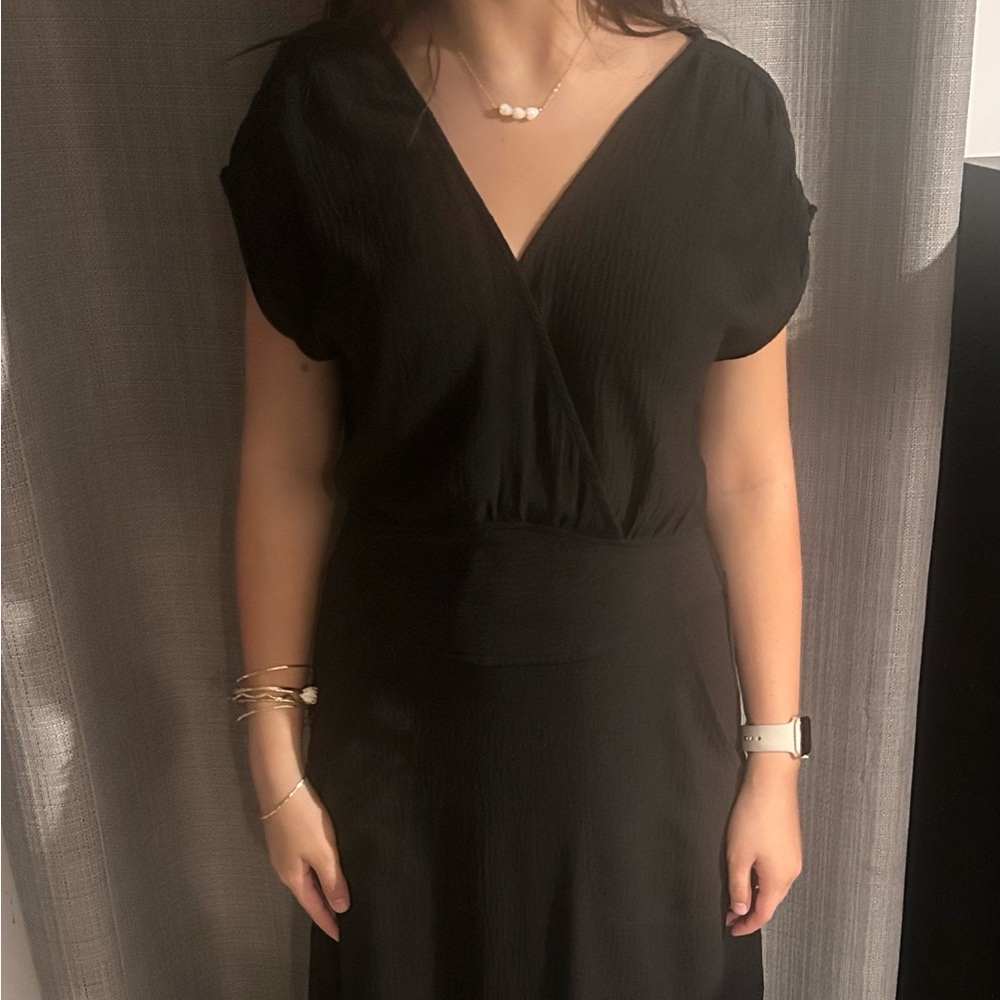 Elegant Black Wrap Dress Max Studios